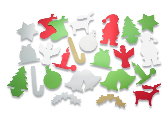 Foil Board Xmas 12 Shapes Pk20 ( Up to 10x15cm )